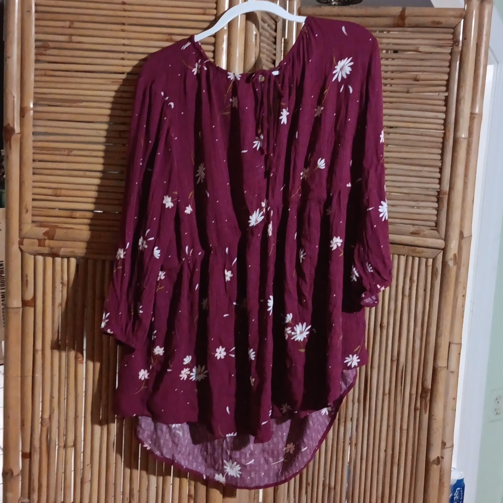 Beautiful burgundy blouse with flowers